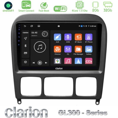 Clarion GL300 Series 4Core Android11 2+32GB Mercedes S Class 1999-2004 (W220) Navigation Multimedia Tablet 9