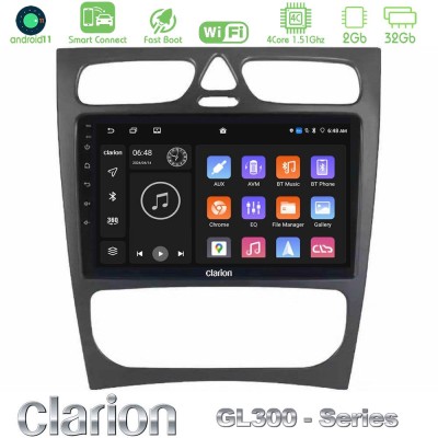 Clarion GL300 Series 4Core Android11 2+32GB Mercedes C Class (W203) Navigation Multimedia Tablet 9