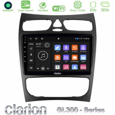 Clarion GL300 Series 4Core Android11 2+32GB Mercedes CLK Class W209 2000-2004 Navigation Multimedia Tablet 9