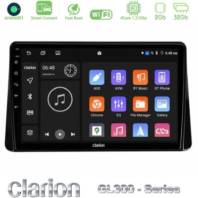 Clarion GL300 Series 4Core Android11 2+32GB Mitsubishi Eclipse Cross 2018-2023 Navigation Multimedia Tablet 9