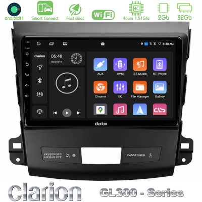 Clarion GL300 Series 4Core Android11 2+32GB Mitsubishi Outlander/Citroen C-Crosser/Peugeot 4007 Navigation Multimedia Tablet 9