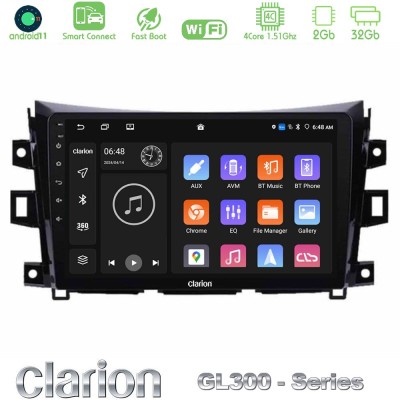 Clarion GL300 Series 4Core Android11 2+32GB Nissan Navara NP300 Navigation Multimedia Tablet 9