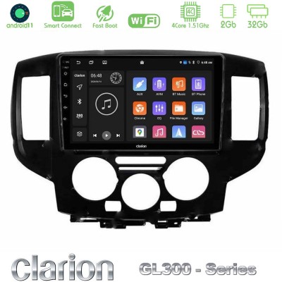 Clarion GL300 Series 4Core Android11 2+32GB Nissan NV200 2009 – 2019 Navigation Multimedia Tablet 9
