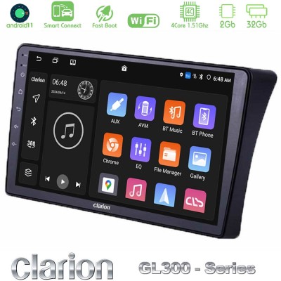 Clarion GL300 Series 4Core Android11 2+32GB Nissan Navara D40 Navigation Multimedia Tablet 9