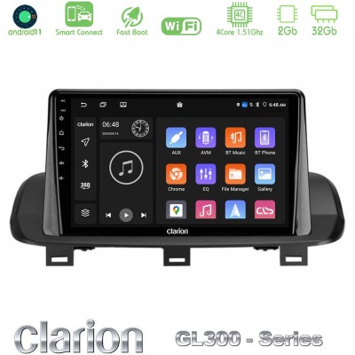 Clarion GL300 Series 4Core Android11 2+32GB Nissan Qashqai J12 & X-Trail T33 Navigation Multimedia Tablet 10