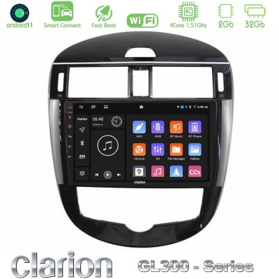 Clarion GL300 Series 4Core Android11 2+32GB Nissan Pulsar 2015-2018 Navigation Multimedia Tablet 9