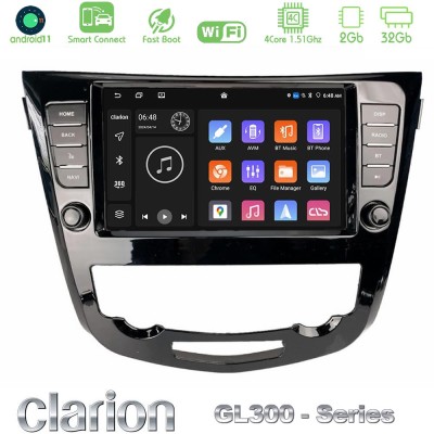 Clarion GL300 Series 4Core Android11 2+32GB Nissan Qashqai J11 (AUTO A/C) Navigation Multimedia Tablet 9