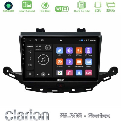 Clarion GL300 Series 4Core Android11 2+32GB Opel Astra K 2015-2019 Navigation Multimedia Tablet 9