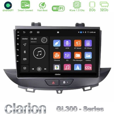 Clarion GL300 Series 4Core Android11 2+32GB Opel Grandland/Crossland X Navigation Multimedia Tablet 9