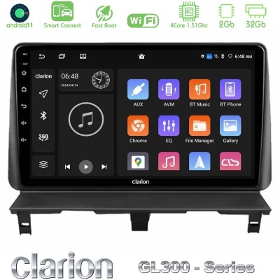 Clarion GL300 Series 4Core Android11 2+32GB Peugeot Partner / Citroën Berlingo 2002-2008 Navigation Multimedia Tablet 9