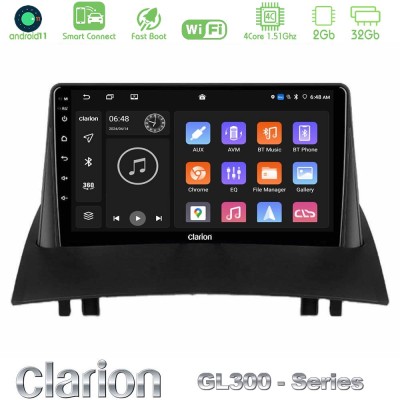 Clarion GL300 Series 4Core Android11 2+32GB Renault Megane 2 2002-2008 Navigation Multimedia Tablet 9