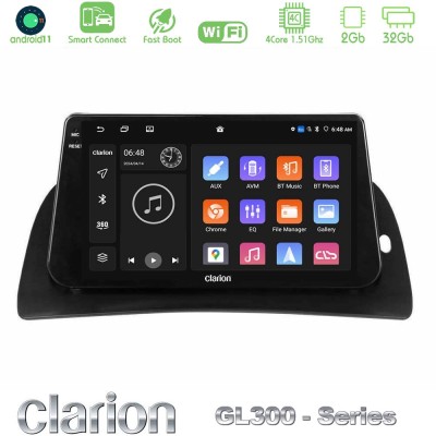Clarion GL300 Series 4Core Android11 2+32GB Renault Kangoo 2013-2018 Navigation Multimedia Tablet 9