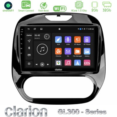 Clarion GL300 Series 4Core Android11 2+32GB Renault Captur 2013-2019 (Manual AC) Navigation Multimedia Tablet 9