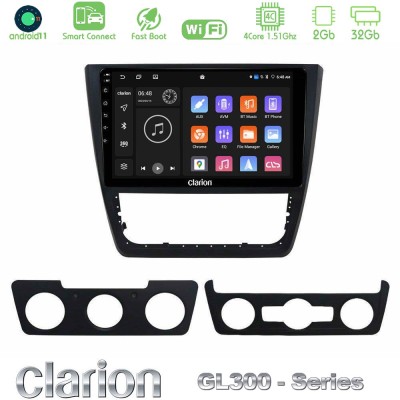 Clarion GL300 Series 4Core Android11 2+32GB Skoda Yeti 2009-> Navigation Multimedia Tablet 10