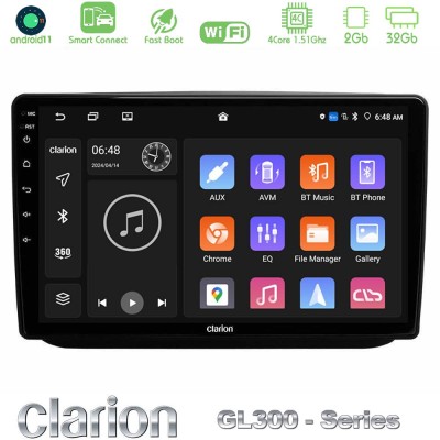 Clarion GL300 Series 4Core Android11 2+32GB Skoda Fabia 2007-2014 Navigation Multimedia Tablet 10