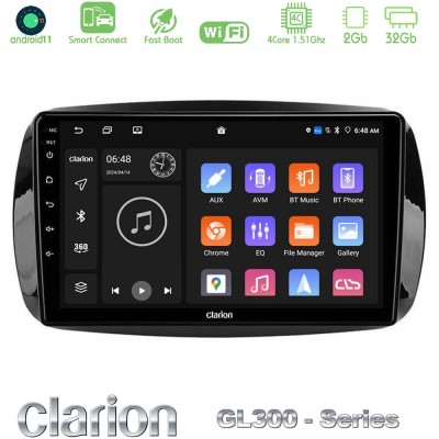 Clarion GL300 Series 4Core Android11 2+32GB Smart 453 Navigation Multimedia Tablet 9