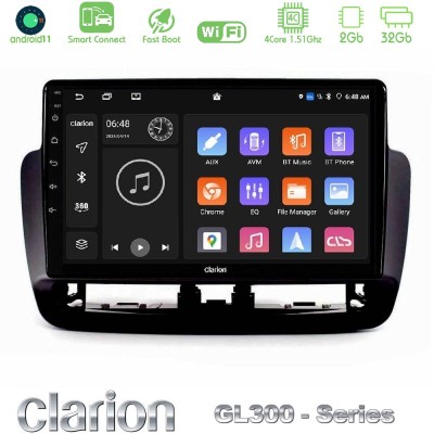 Clarion GL300 Series 4Core Android11 2+32GB Seat Ibiza 2012-2015 Navigation Multimedia Tablet 9
