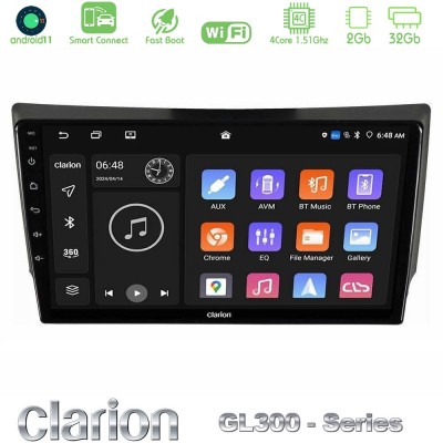 Clarion GL300 Series 4Core Android11 2+32GB Ssangyong Rexton 2002-2006 Navigation Multimedia Tablet 9