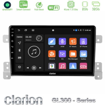 Clarion GL300 Series 4Core Android11 2+32GB Suzuki Grand Vitara Navigation Multimedia Tablet 9