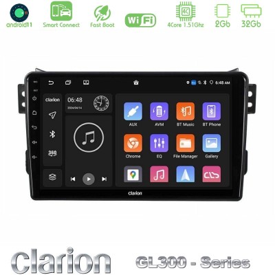 Clarion GL300 Series 4Core Android11 2+32GB Suzuki Splash & Opel Agila 2008-2014 Navigation Multimedia Tablet 9