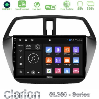 Clarion GL300 Series 4Core Android11 2+32GB Suzuki SX4 S-Cross Navigation Multimedia Tablet 9