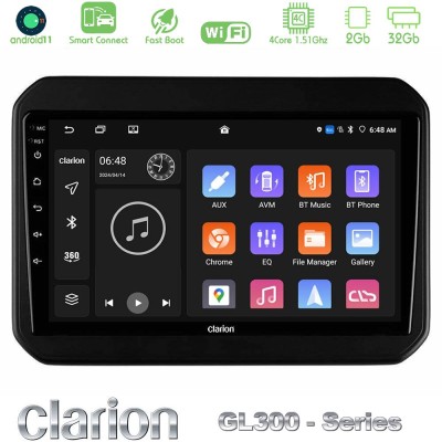Clarion GL300 Series 4Core Android11 2+32GB Suzuki Ignis Navigation Multimedia Tablet 9