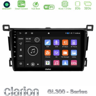 Clarion GL300 Series 4Core Android11 2+32GB Toyota RAV4 2013-2018 Navigation Multimedia Tablet 9