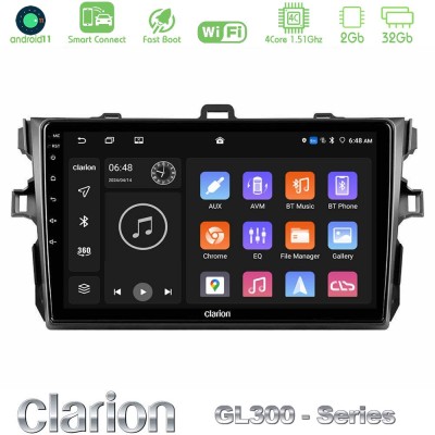 Clarion GL300 Series 4Core Android11 2+32GB Toyota Corolla 2007-2012 Navigation Multimedia Tablet 9