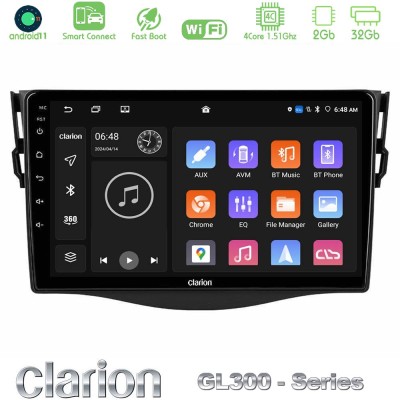 Clarion GL300 Series 4Core Android11 2+32GB Toyota RAV4 Navigation Multimedia Tablet 9