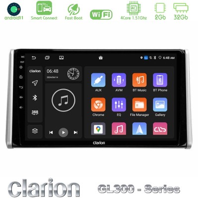 Clarion GL300 Series 4Core Android11 2+32GB Toyota RAV4 2019-2023 Navigation Multimedia Tablet 10
