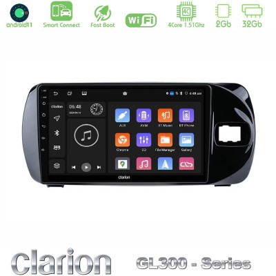 Clarion GL300 Series 4Core Android11 2+32GB Toyota Yaris (Vitz) 2015-2020 RHD Navigation Multimedia Tablet 9