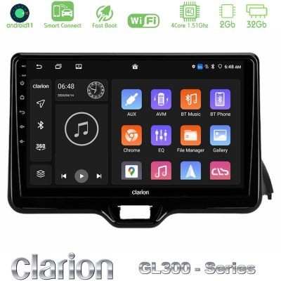 Clarion GL300 Series 4Core Android11 2+32GB Toyota Yaris 2020-> Navigation Multimedia Tablet 10