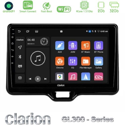 Clarion GL300 Series 4Core Android11 2+32GB Toyota Yaris Cross RHD 2020-> (Low Version) Navigation Multimedia Tablet 9