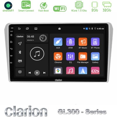 Clarion GL300 Series 4Core Android11 2+32GB Toyota Avensis T25 02/2003–2008 Navigation Multimedia Tablet 9
