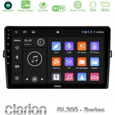 Clarion GL300 Series 4Core Android11 2+32GB Toyota Auris Navigation Multimedia Tablet 10