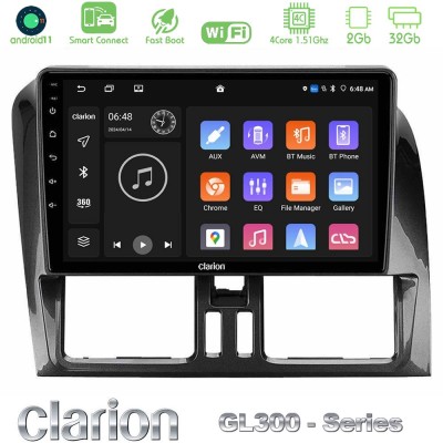 Clarion GL300 Series 4Core Android11 2+32GB Volvo XC60 2009-2012 Navigation Multimedia Tablet 9
