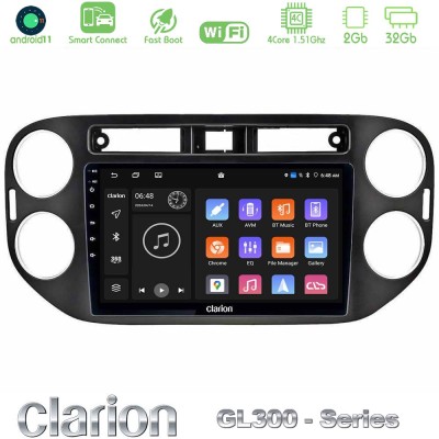 Clarion GL300 Series 4Core Android11 2+32GB VW Tiguan Navigation Multimedia Tablet 9