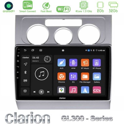 Clarion GL300 Series 4Core Android11 2+32GB VW Touran 2003-2011 Navigation Multimedia Tablet 10