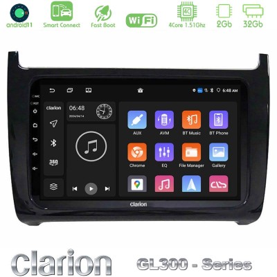 Clarion GL300 Series 4Core Android11 2+32GB Vw Polo 2009-2014 Navigation Multimedia Tablet 9
