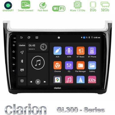 Clarion GL300 Series 4Core Android11 2+32GB Vw Polo 2014-2017 Navigation Multimedia Tablet 9