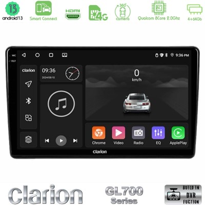 Clarion GL700 Series 8Core Android13 4+64GB Peugeot Partner / Citroen Berlingo 2008-2018 Navigation Multimedia Tablet 9