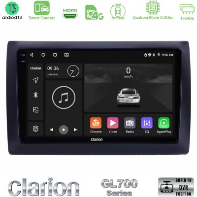 Clarion GL700 Series 8Core Android13 4+64GB Fiat Stilo Navigation Multimedia Tablet 9