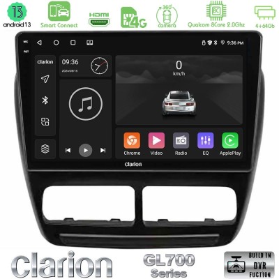 Clarion GL700 Series 8Core Android13 4+64GB Fiat Doblo / Opel Combo 2010-2014 Navigation Multimedia Tablet 9