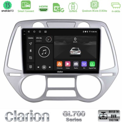 Clarion GL700 Series 8Core Android13 4+64GB Hyundai i20 2009-2012 Auto A/C Navigation Multimedia Tablet 9