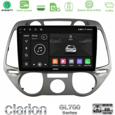 Clarion GL700 Series 8Core Android13 4+64GB Hyundai i20 2009-2012 Manual A/C Navigation Multimedia Tablet 9