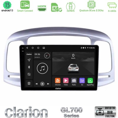 Clarion GL700 Series 8Core Android13 4+64GB Hyundai Accent 2006-2011 Navigation Multimedia Tablet 9