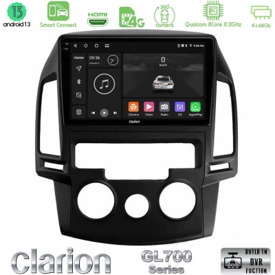 Clarion GL700 Series 8Core Android13 4+64GB Hyundai i30 2007-2012 Manual A/C Navigation Multimedia Tablet 9