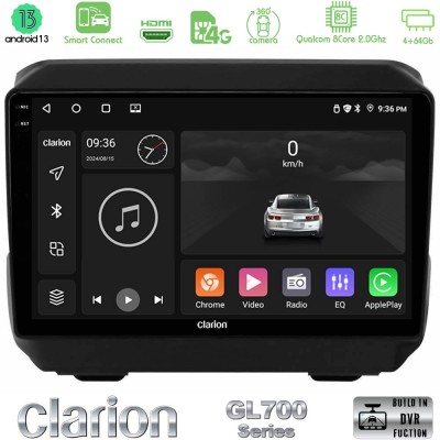 Clarion GL700 Series 8Core Android13 4+64GB Jeep Wrangler 2018-> Navigation Multimedia Tablet 9