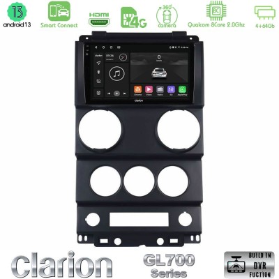 Clarion GL700 Series 8Core Android13 4+64GB Jeep Wrangler 2Door 2008-2010 Navigation Multimedia Tablet 9