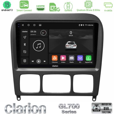 Clarion GL700 Series 8Core Android13 4+64GB Mercedes S Class 1999-2004 (W220) Navigation Multimedia Tablet 9
